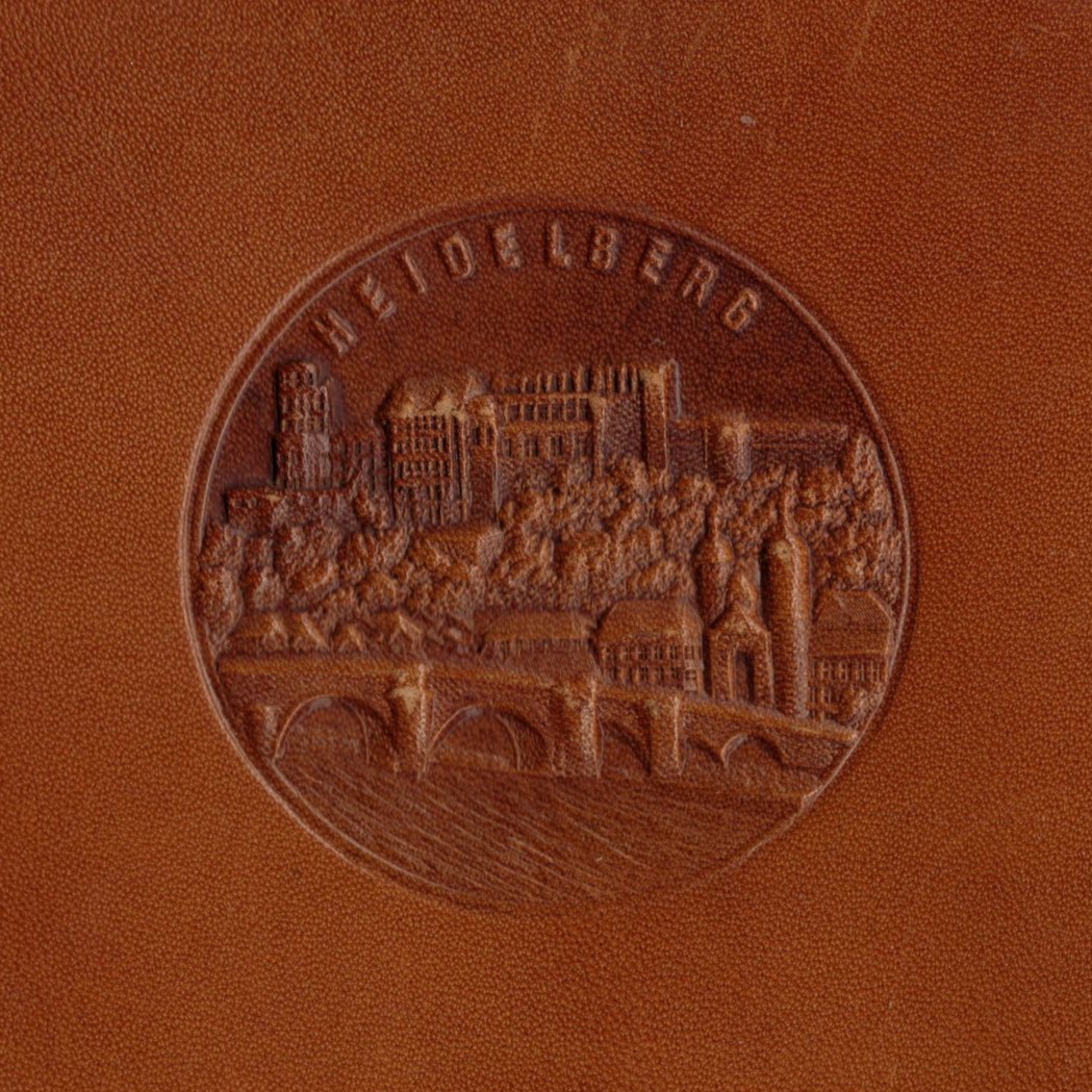 Close detail of the album embossed cover emblem - Heidelberg